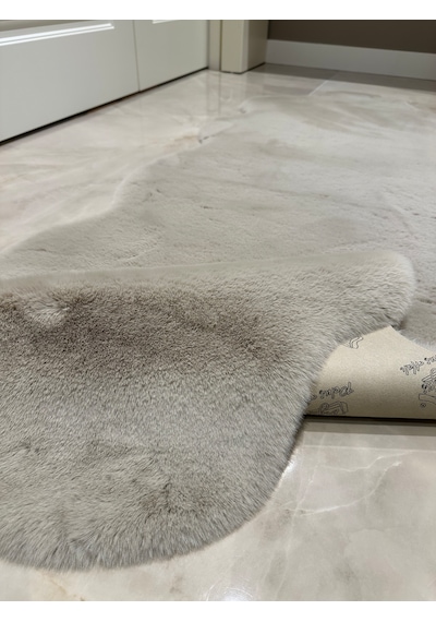 Ultra Soft Bej Yumuşak Dokulu Peluş Halı Çift Kafa Post