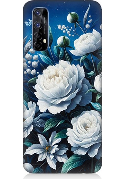 Realme 7 Uyumlu Yıldız Gibi Açan Çiçekler Desenli Silikon Kılıf Çok Renkli