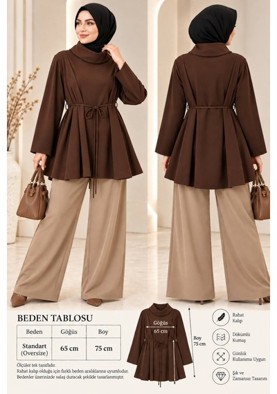Miss Meliss Oysho Kumaş Oversize Salaş Tunik Kahverengi Kahverengi