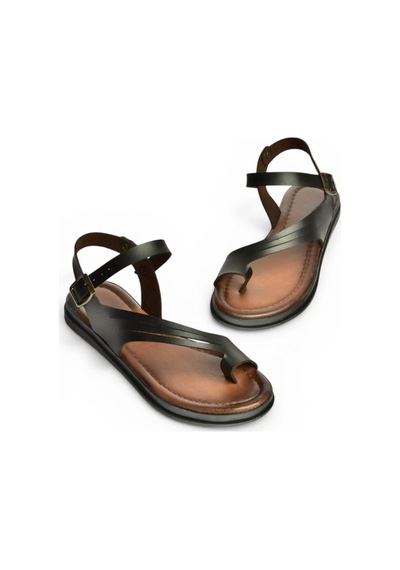 Fox Shoes U390903603 Siyah Hakiki Deri Kadın Sandalet