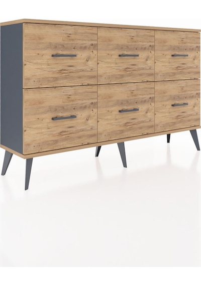 Arges Konsol 6 Çekmeceli 132x30x83 Antrasit-çam/çam Çam/çam Arges Konsol 6 Çekmeceli 132x30x83 Antrasit-çam/çam Çam/çam