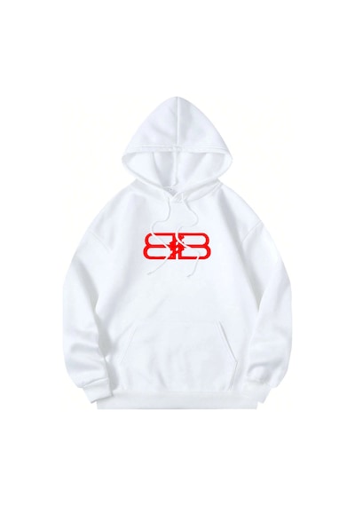 Tarzsokak Unisex Erkek/kadın Bb Renkli Özel Baskılı Oversize Kapüşonlu Sweatshirt Beyaz