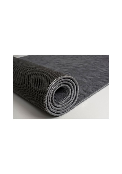 Plato Halı Opqo Sarmaşık Premium Oturma Odası, Salon, Antre, Yıkanabilir Polyester Kaymaz Taban Antrasit Halı