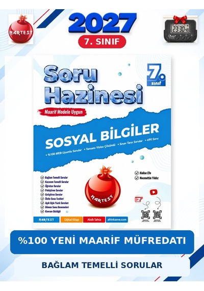 Soru Hazinesi 2027 7.sınıf Sosyal Bilgiler %100 Maarif Model Bağlam Temelli Soru Hazinesi+kronometre