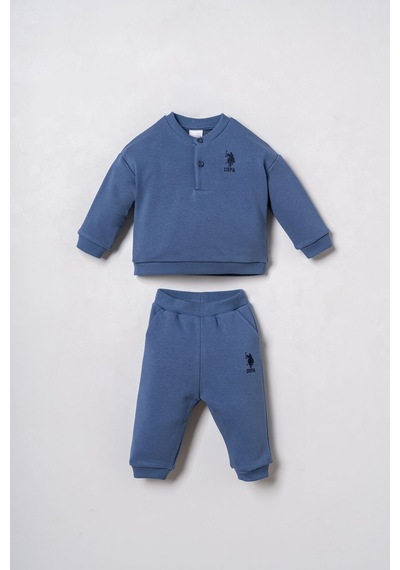 U.S. Polo Assn. Erkek Bebek Nakışlı Mavi Uzun Kol Pijama Takım Usb3169-c-v3 Usb3169-c-v3