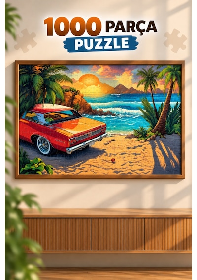 1000 Parça Sahildeki Araba Puzzle 48 X 68 Cm Yüksek Baskı Kaliteli Eğlenceli Ve Eğitici Puzzle