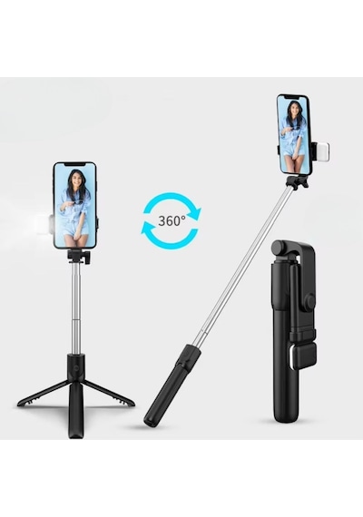 Büro Ev Ofis Telefonu İçin Kendinden Led Işık Kumandalı Uzar Masaüstü Selfie Çubuğu