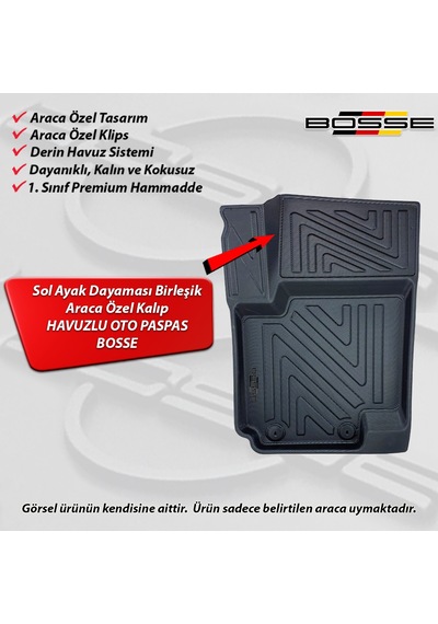 Hyundai i20 Paspas Araca Özel 2008 - 2014 BOSSE 3D Havuzlu Oto Paspas Paspas