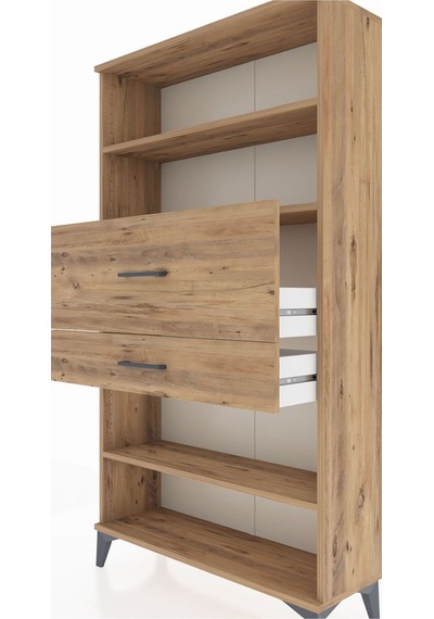 Arges Dolap 3 Raflı 2 Çekmeceli 88x30x163 Çam-çam Çam