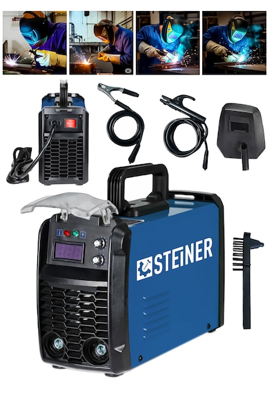 Steiner 250 Amper İnverter Mega Stick Çift Kartlı Hava Soğutmalı Dijital Göstergeli Çanta Kaynak Makinesi Mavi