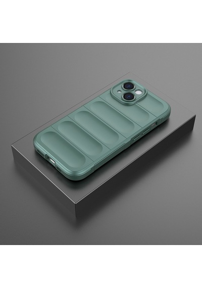 Vendas Apple iPhone Uyumlu  15 Kılıf Esnek Tpu Oyuklu Arka Yüzey Zore Etnik Silikon Kapak + Hayalet Ekran Koruyucu Yeşil