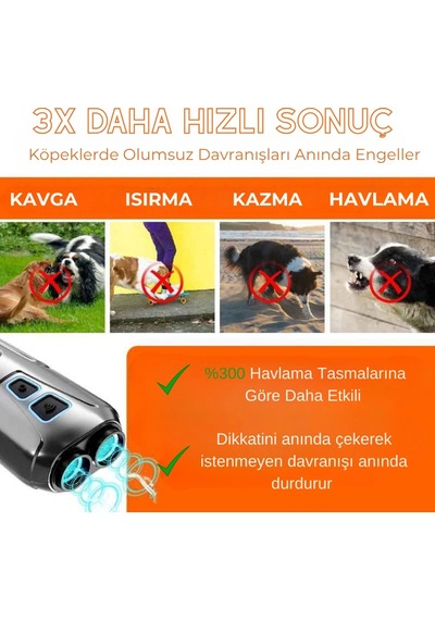 Ultrasonik Kedi Köpek Kovucu Köpek Eğitici Cihaz Led Flaşlı Şarjlı Taşınabilir Hayvan Uzaklaştırıcı