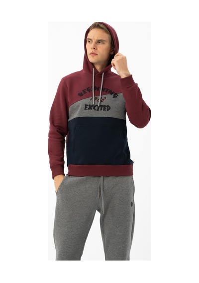 AR-MA Arma Erkek Kanguru Cepli Kapüşonlu Sweatshirt K24254928701 Bordo