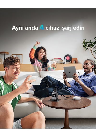 Ugreen Nexode Uno 100w Robot Gan Hızlı Şarj Cihazı 3xusb-c, 1xusb-a, Gri, 45515b