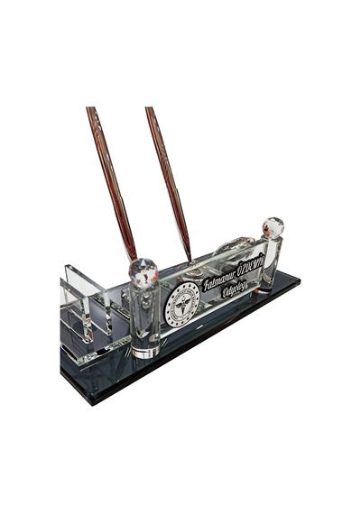 Sağlık bakanlığı Özel logolu kristal masa isimliği M194SLV-SGK