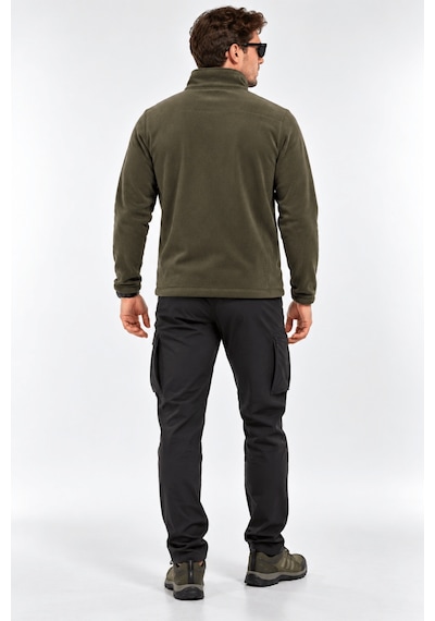 Genius Store Unisex Polar Tam Fermuarlı 3 Cepli Tüylenme Yapmaz Soğuğa Karşı Dayanaklı Spor Erkek-kadın Polar Tekli Haki