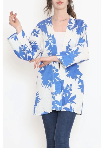 Desenli Kimono Saks - 17725.1247. Çok Renkli