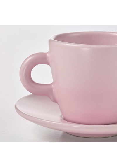 Türk Kahvesi Fincan Takımı, Mat Açık Pembe, 7 Cl, 4 Adet Açık Bej