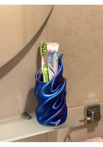 Dekoratif Spiral Diş Fırçalık Ve Macun Tutucu 3d Tasarım Banyo Aksesuarı Organizer Mor - Mavi