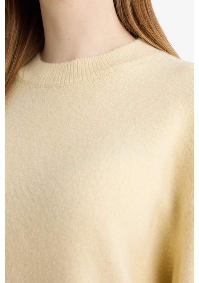 Defacto Loose Fit Bisiklet Yaka Triko Kazak Tunik G7239ax25cwyl435 Sarı-yl435