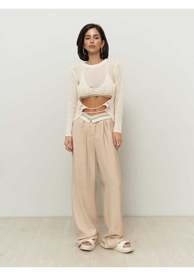 Mai Collection Mai Studios Co. Bohemai Tessa Tencel Bej Palazzo Pantolon Bej