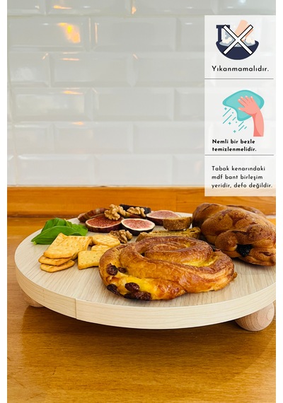 Justwood Mdf Tabaklı Kayın Top Ayaklı Risus 29 Cm Yuvarlak Pasta