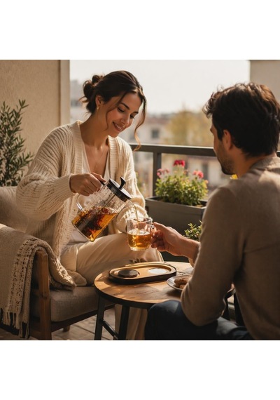 Deinhaus Boncuk Desenli Plastik French Press Hafif & Dayanıklı Çay Ve Kahve Demleme Aparatı Çok Renkli
