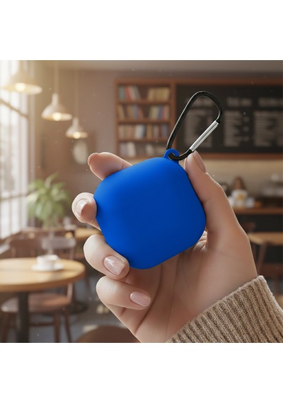 Caseonn Samsung Uyumlu Galaxy Buds 2 - Buds 2 Pro Kılıf Askı Aparatlı Mat Silikon Mavi