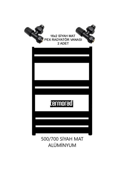 Mat Siyah Alüminyum Havlupan 50 x 70 Cm Termorad Petsa Slim +2 Adet N11.90