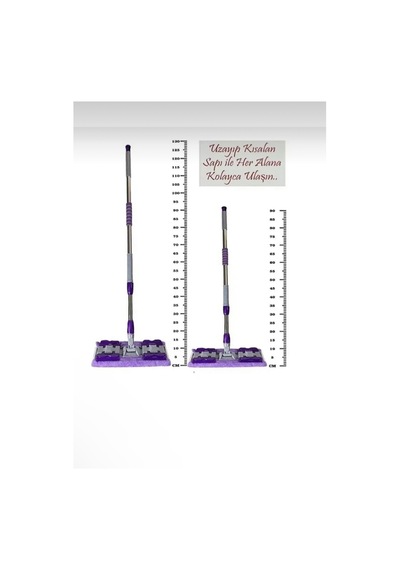 Mor 1 Adet Yedek Bez Hediyeli Yer Mopu Fayans Duvar Yüzey Temizlik Mikrofiber Mop
