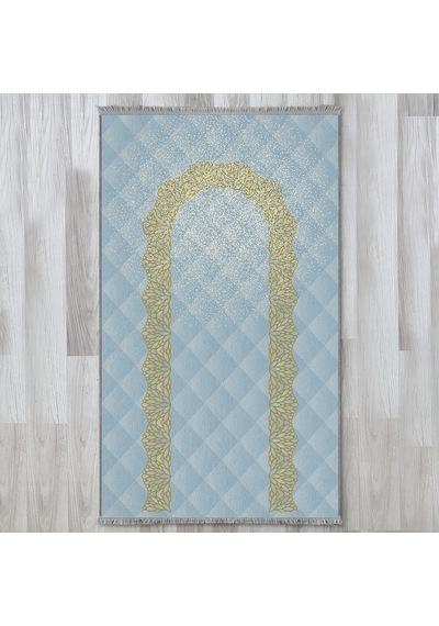 Evaşk Namazlık Dokuma Halı Kaymaz Muslumana Seccade66x113 MAVİ EVAŞK603C80