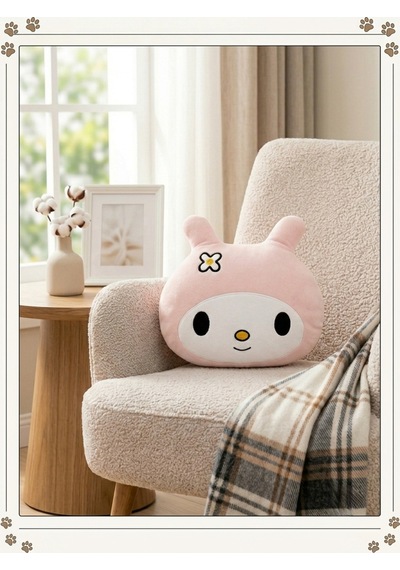 30 Cm My Melody Peluş Yastık Melodi Yastık Sevimli Tavşan Tasarımlı Yumuşak Peluş Oyuncak - 30 Cm Pudra - Beyaz