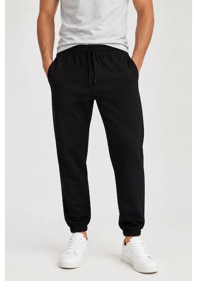 Barlashive Erkek İki İplik Beli Lastikli Bağcıklı Regular Fit Jogger Eşofman Altı - Siyah Çok Renkli