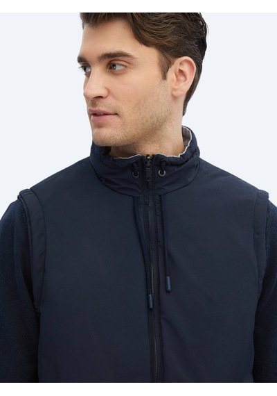 Lacivert Regular Fit Dik Yaka Casual Dokuma Spor Yelek Lacivert