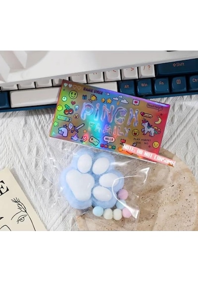 Kedi Patisi Taba Squishy Stress Oyuncağı Sukuşi Pati, Tüylü Oyuncak Mavi Diğer