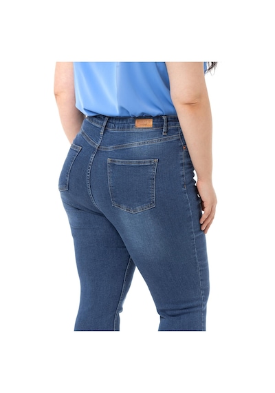 Disentis Büyük Beden Yüksek Bel Dar Paça Mavi Denim Pantolon-mavi Mavi