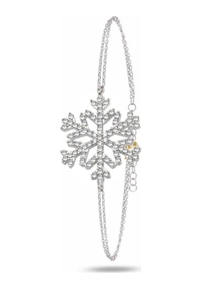 Diamond Seri Zirkon Taşlı Kar Tanesi Snowflake Gümüş Bileklik Gümüş