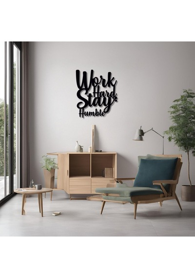 Dekoratif Metal Sanatı Workd Hard Metal Duvar Tablosu İmza