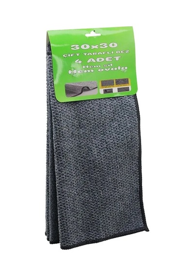 Ers 4pcs 30x30cm Çift Taraflı Mikrofiber - Tel Bez Zor Kir Bezi Hem Sil - Hem Ovala Çok Renkli
