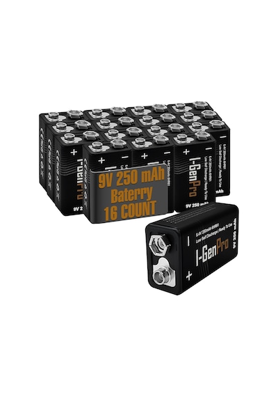 I-gen Pro 6hr61 9v 250 Mah Şarj Edilebilir 9 Volt Pil 1.2v Ni-mh Şarjlı Pil 16'lı Paket