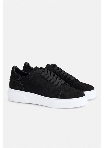 Süvari Siyah Gerçek Deri Bağcıklı Sneakers Say2001500026-s09