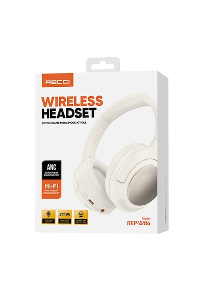 Recci REP-W86 ANC Özellikli Hi-Fi Ses Kaliteli Kulak Üstü Bluetooth v.5.3 Kulaklık