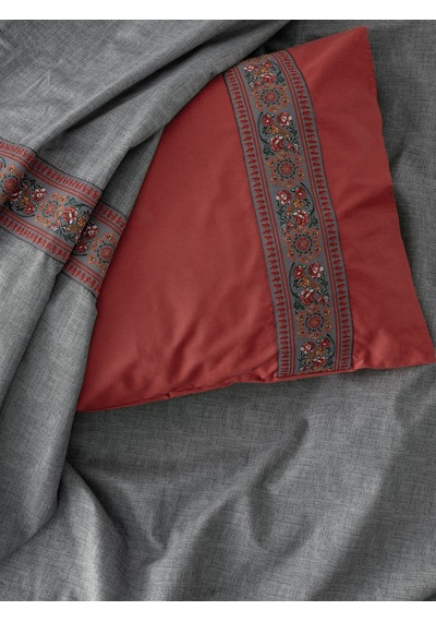 Cotton Box Folk Art Çift Kişilik Nevresim Takımı Felina Bordo Bordo