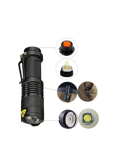 Mini Güçlü Şarjlı Pilli El Feneri Wt-304 -Çok Renkli