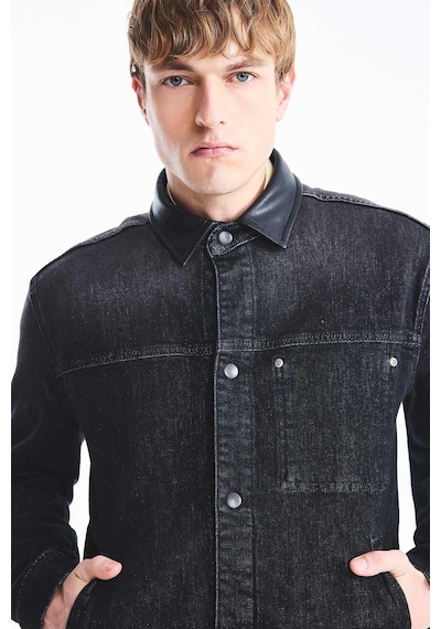Defacto Regular Fit Deri Yaka Düğmeli Uzun Kollu Jean Ceket I5801ax26aunm36 Antrasit-nm36