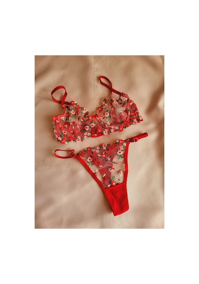 Demirsa Boutique Kırmızı Çiçek Desen Dantelli Bralet Takım Sütyen&tanga Kırmızı Çiçek Desen Demirsa Boutique Kırmızı Çiçek Desen Dantelli Bralet Takım Sütyen&tanga Kırmızı Çiçek Desen
