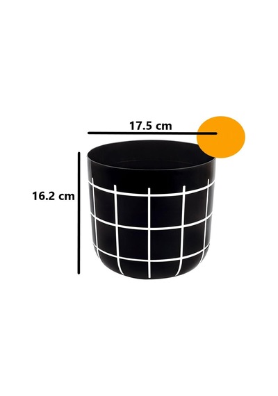 Omnipazar Krs-212 Dekoratif Karo Desenli Saksı 2.8 Litre No 2 Siyah