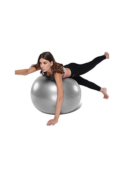 Ayla Stand 65 Cm Pilates Topu, Kalın Yoga Egzersiz Topu, Pompalı, Gri