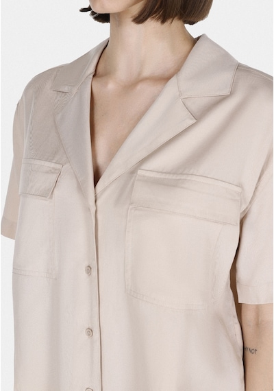 Colin's Colins Regular Fit Shirt Neck Düz Kadın Bej Kısa Kol Gömlek Cl1074532 Q1.v1 Beı Bej