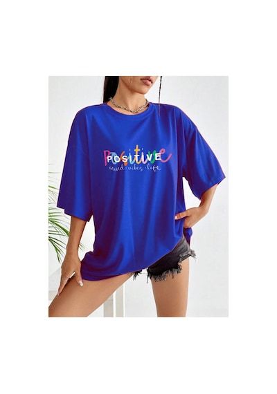 Medinenur Positive Baskılı Unisex Tshirt Mavi